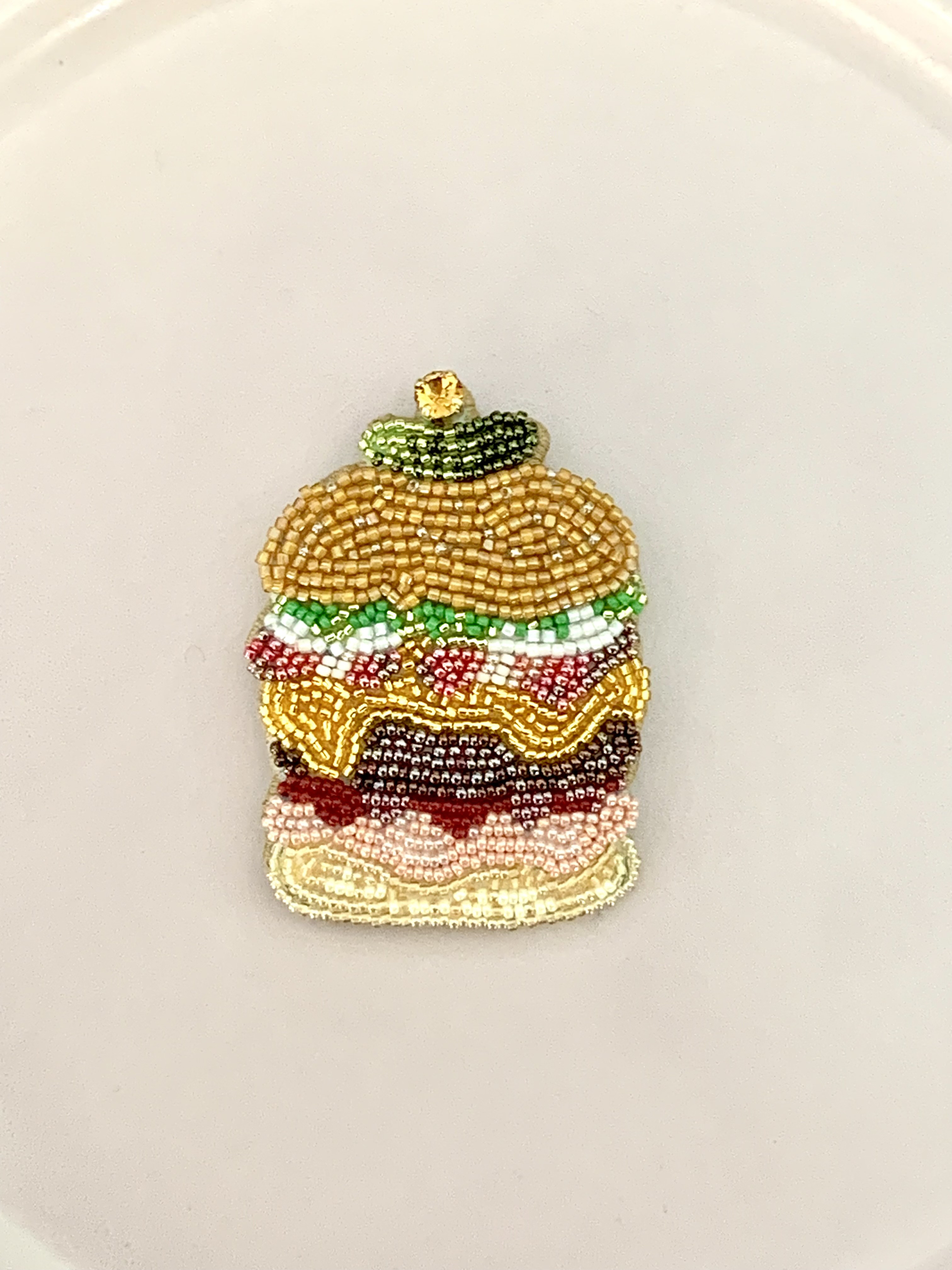 ハンバーガー⭐︎ビーズブローチ