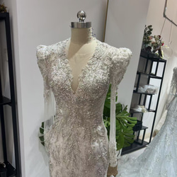 送料無料！ 韓国風ビジューウエディングドレス グリッタードレス