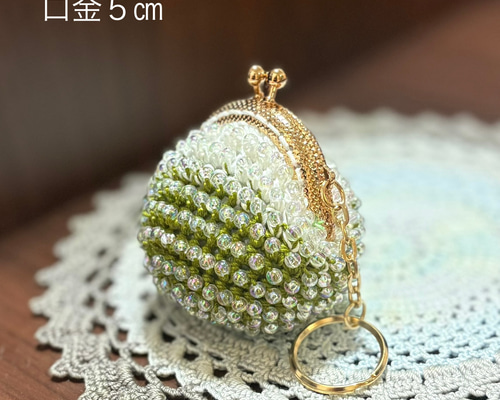 魅惑のピンクさん専用 ✨キラキラビーズがま口［抹茶ミルク］ がま口