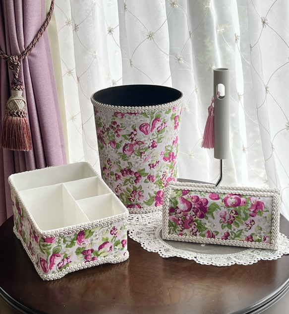 ダストボックス　ゴミ箱　華やか　ラベルピエス　チェリー柄　イギリス　大人可愛い 2枚目の画像