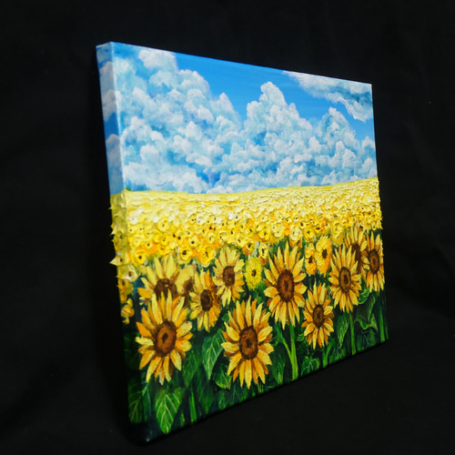 油絵 油彩 油彩画 絵 絵画【夏の向日葵畑】 絵画 HR 通販