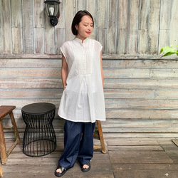SALE！！】上品♪ボトルネックリネンブラウス＜7部袖＞ 2サイズ