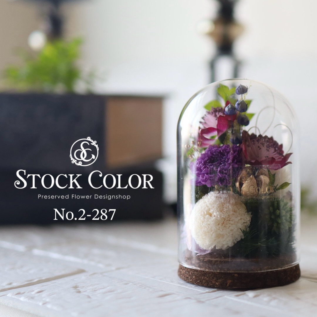 仏花 アストランティアとマムのガラスドームアレンジ(M)＊プリザーブドフラワー お供え花 新盆 初盆 お盆 喪中見舞い