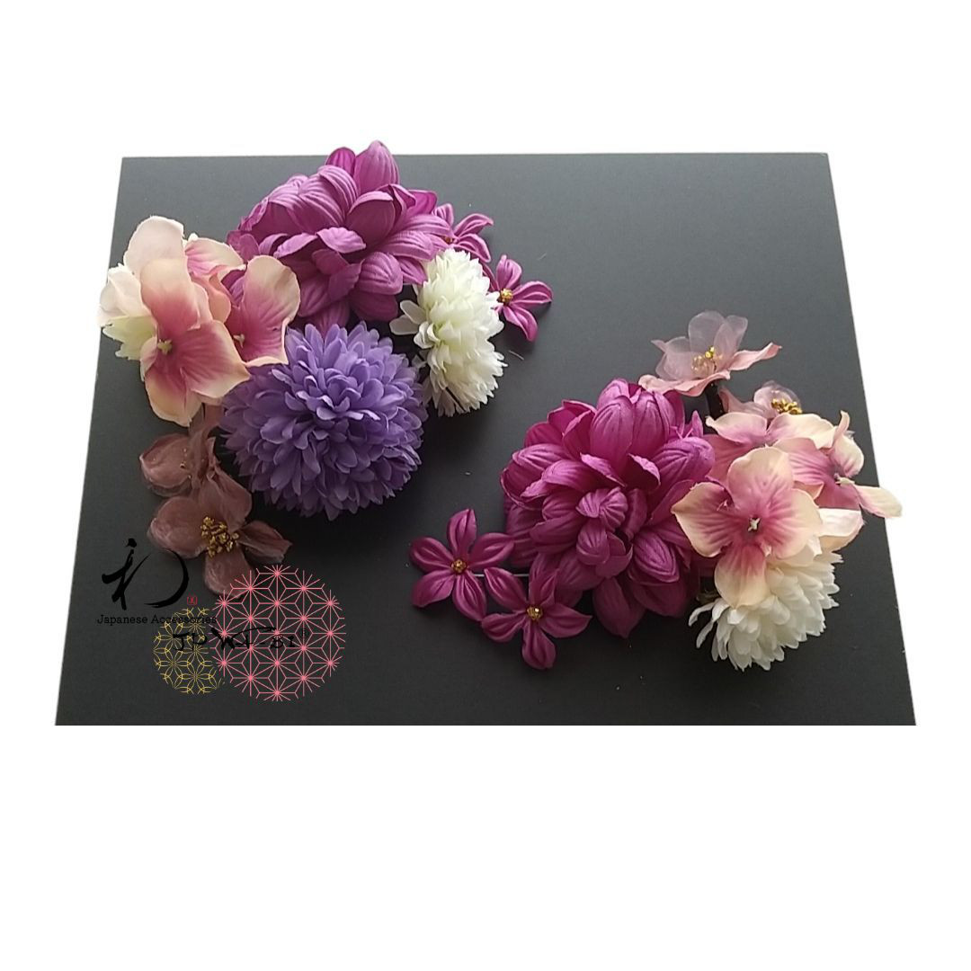 国産髪飾り/成人式・卒業式/振袖・着物・袴髪飾り/アーティフィッシャルフラワー１２セット入り/透明パッケージ入り