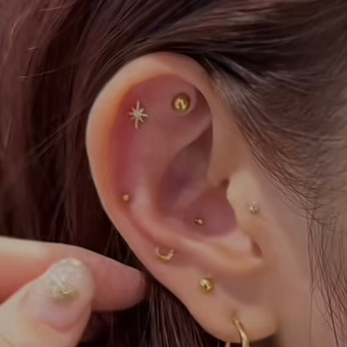 耳ツボジュエリー♡クロムクロス20粒/ブラックシルバー/ダイエット