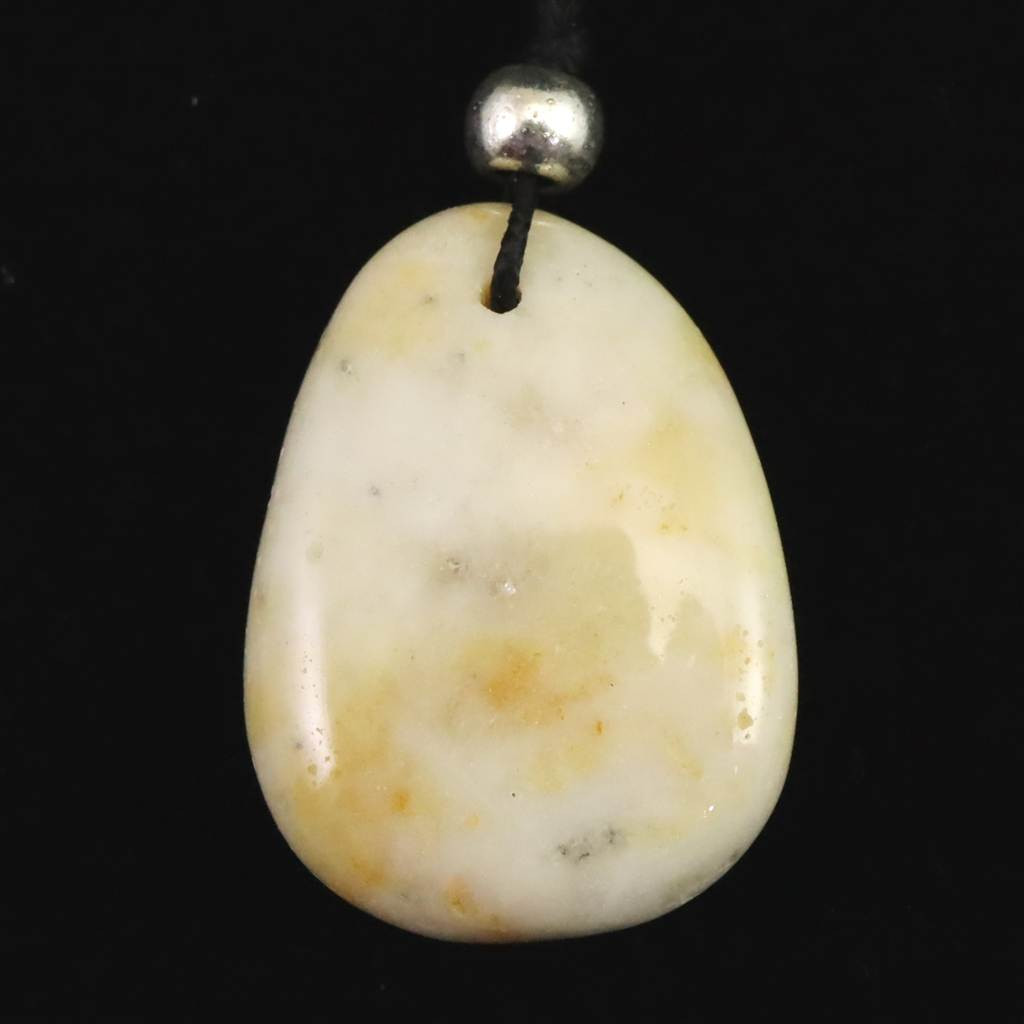 H&E社 ハニー＆クリームアゼツライト　タンブル コードペンダント 10.1g #25365