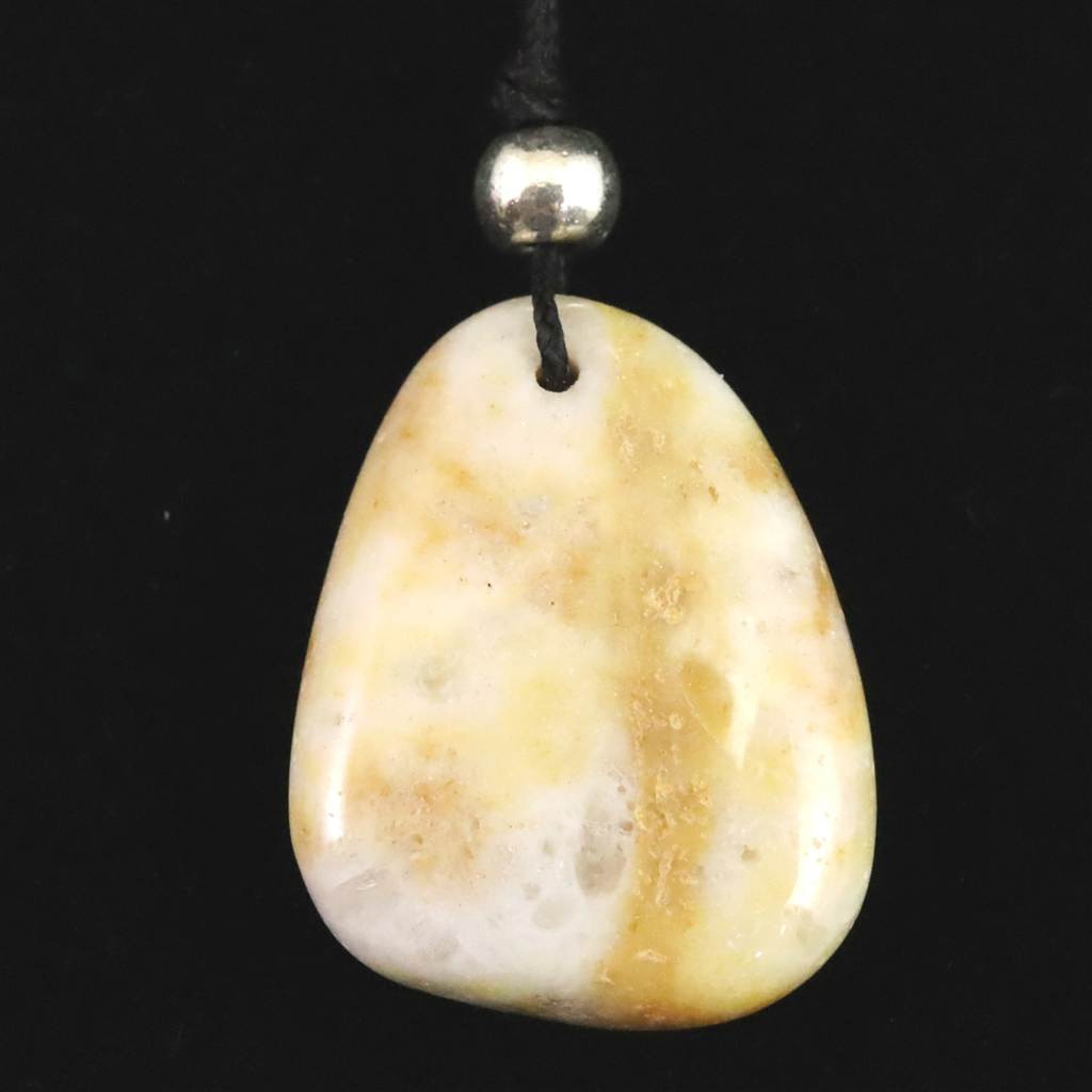 H&E社 ハニー＆クリームアゼツライト　タンブル コードペンダント 9.2g #90542