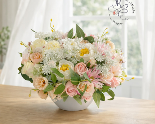 光触媒フラワー 咲き誇るバラのフレンチアレンジメント【Mサイズ