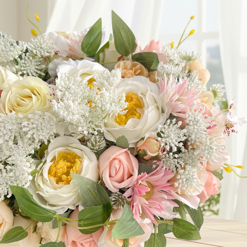 光触媒フラワー 咲き誇るバラのフレンチアレンジメント【Mサイズ