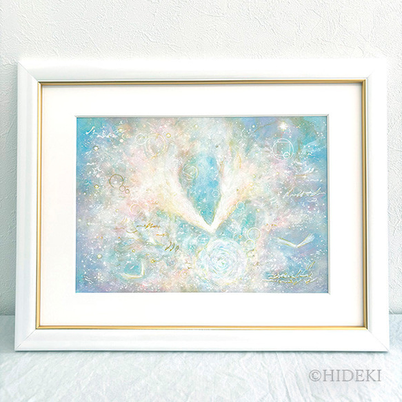 【アクリル画】「天からの贈り物」絵画 原画 アート 原画【哀】ひまわりのアクリル絵画（小型・イーゼル付き acrylic on