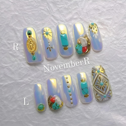 ネイルチップ LA633☆ボタニカルサーフネイルチップ ネイルチップ（つけ爪