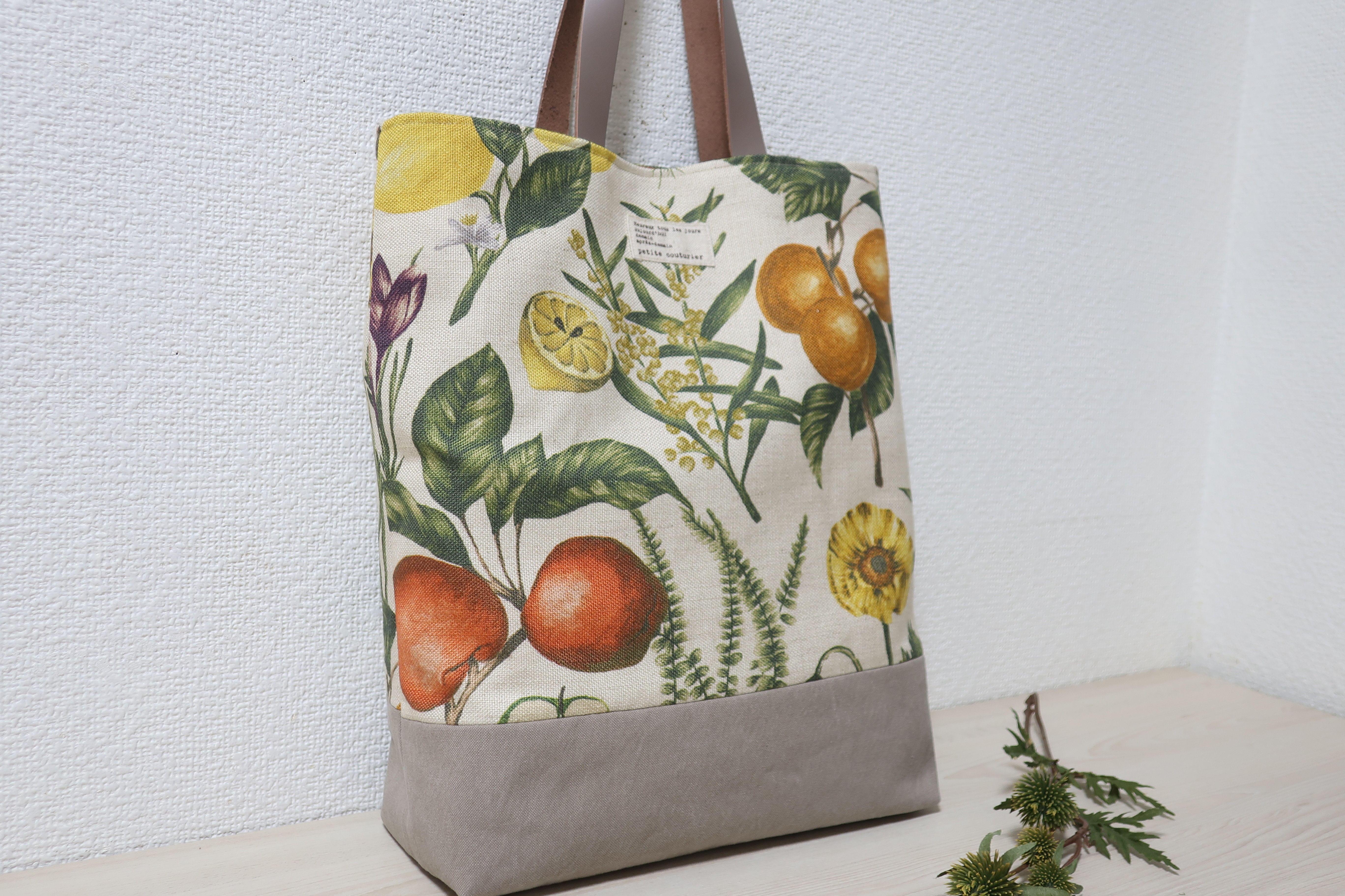 イギリスリネンフルーツ柄＆帆布トートバック