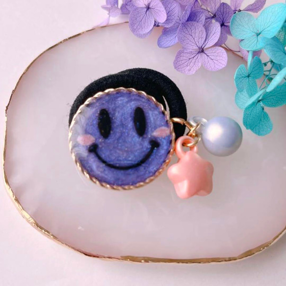 No.1365】UVレジン ゆめかわ スマイル ヘアゴム ヘアゴム うさにゃん