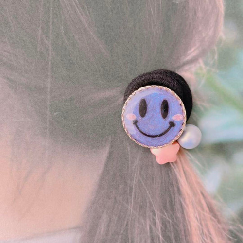 No.1365】UVレジン ゆめかわ スマイル ヘアゴム ヘアゴム うさにゃん