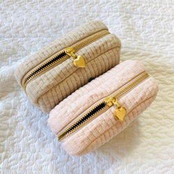 mini heart 選べる　minipouch SとMの間のサイズ　刺繍　ミニポーチ　ヌビ　サニタリーポーチ　ハート 7枚目の画像