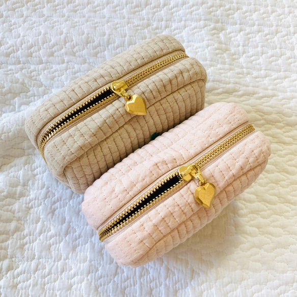 mini heart 選べる　minipouch SとMの間のサイズ　刺繍　ミニポーチ　ヌビ　サニタリーポーチ　ハート 7枚目の画像