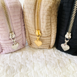 mini heart 選べる　minipouch SとMの間のサイズ　刺繍　ミニポーチ　ヌビ　サニタリーポーチ　ハート 9枚目の画像