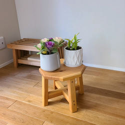 1点のみ】空間を飾る欅 一枚板 花台 踏み台 補助台 サイドテーブル