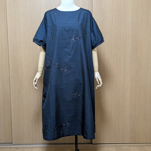 SOLD 着物リメイク ワンピース 大島紬 フリーサイズ ワンピース