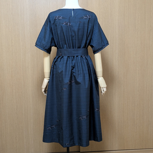 SOLD 着物リメイク ワンピース 大島紬 フリーサイズ ワンピース