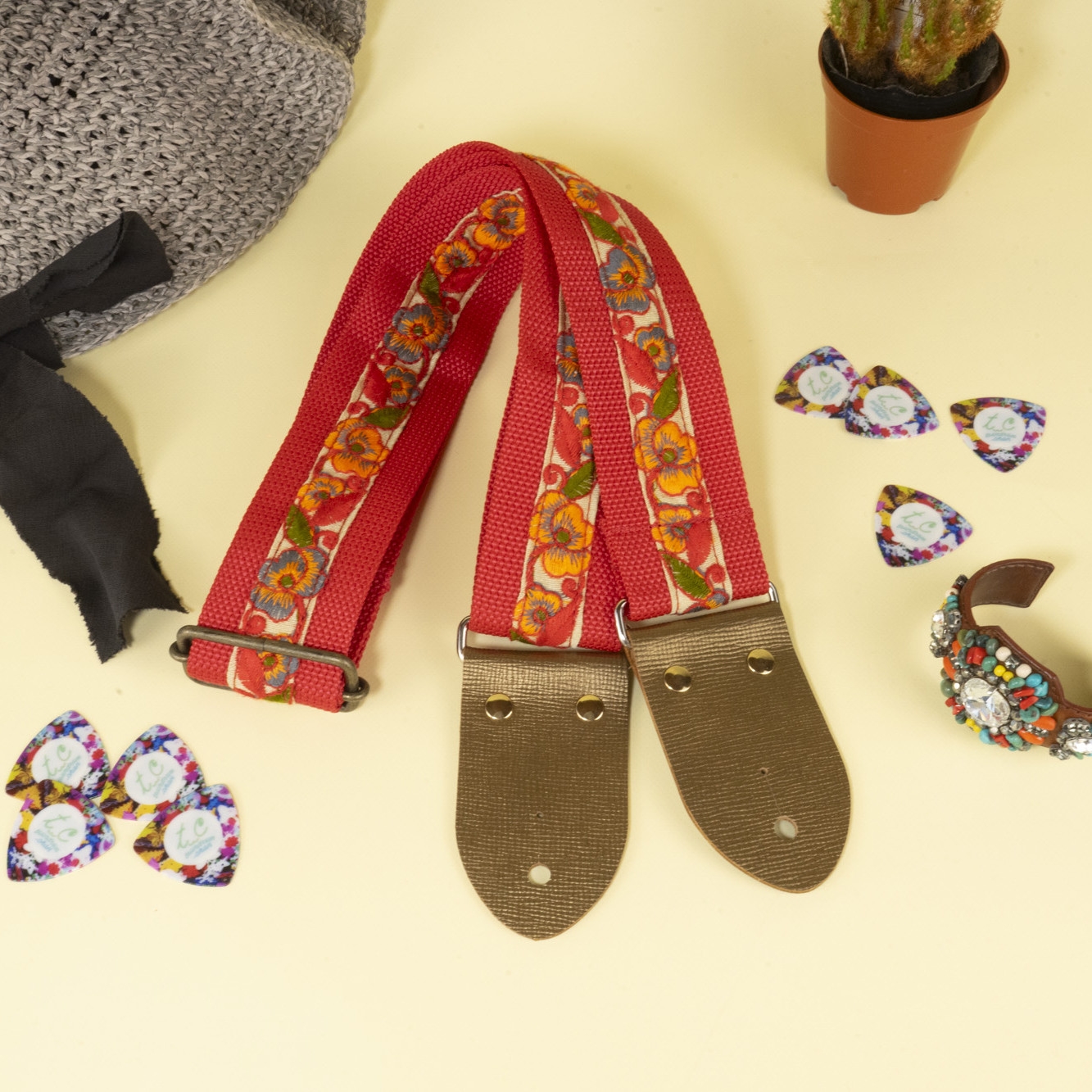 南国フラワーギターストラップ