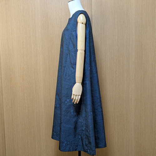 着物リメイクワンピース3357 和洋折衷 着物 リメイク ワンピース ドレス 洗える 化繊 色無地