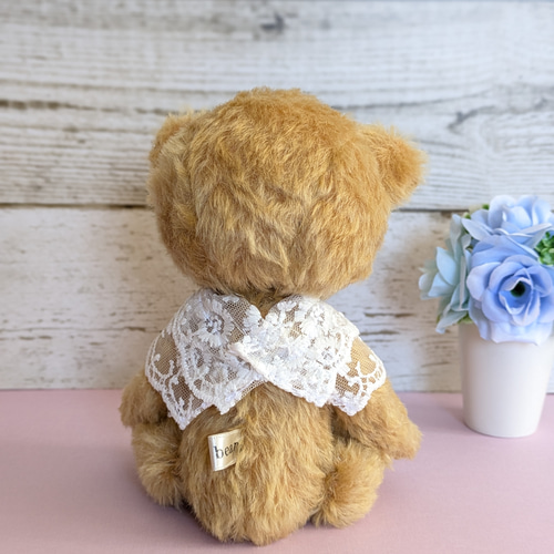 くまのぬいぐるみ 耳切り替え 茶、ゴールド色 顔大きめテディベア