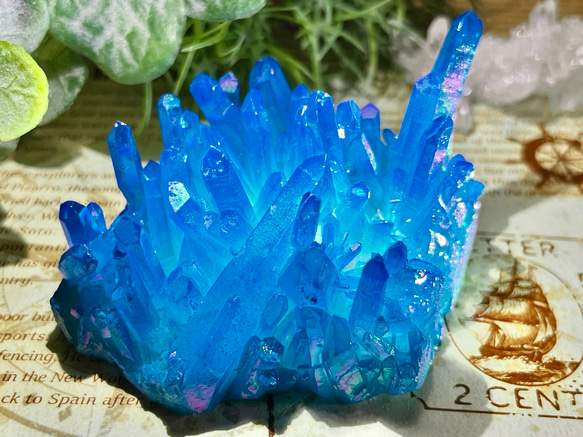 七色の夢✨ オーラ水晶 クリスタル クラスター 原石 アクア 天然石