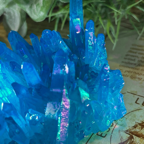 七色の夢✨ オーラ水晶 クリスタル クラスター 原石 アクア 天然石