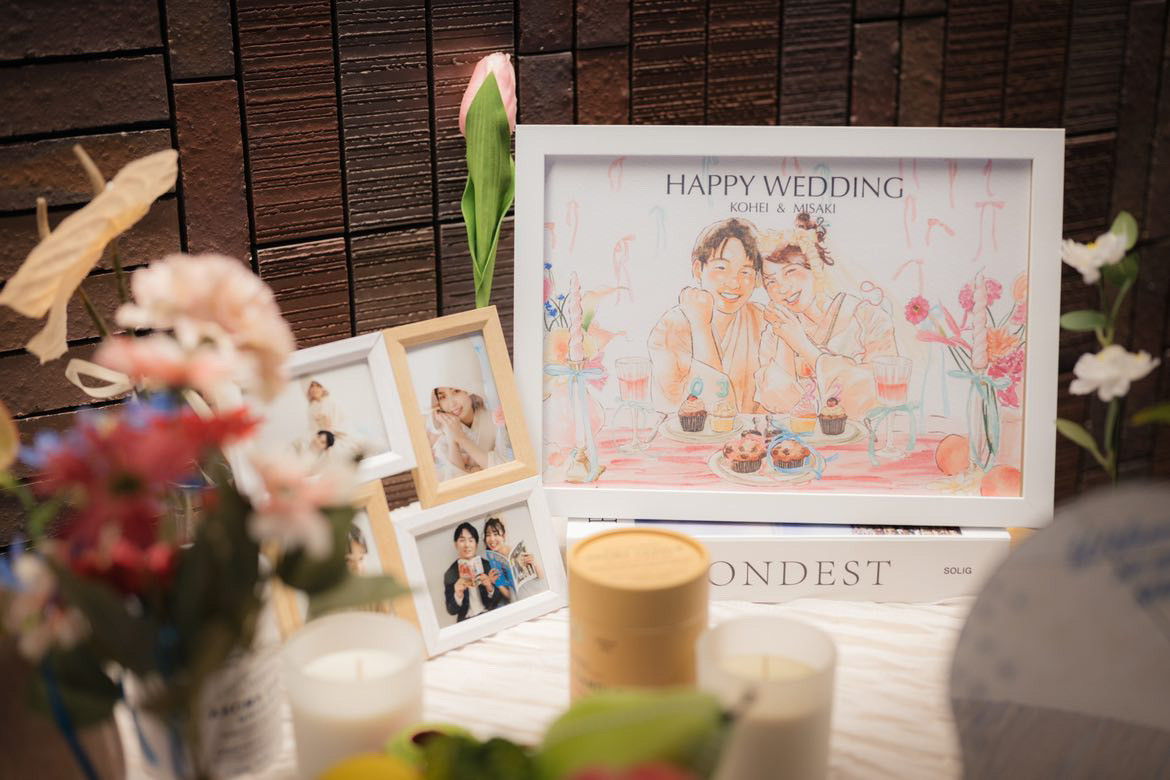 ＼結婚式の思い出にぴったり／ ふんわり水彩風のウェディング似顔絵【ラッピング・フレーム付き】