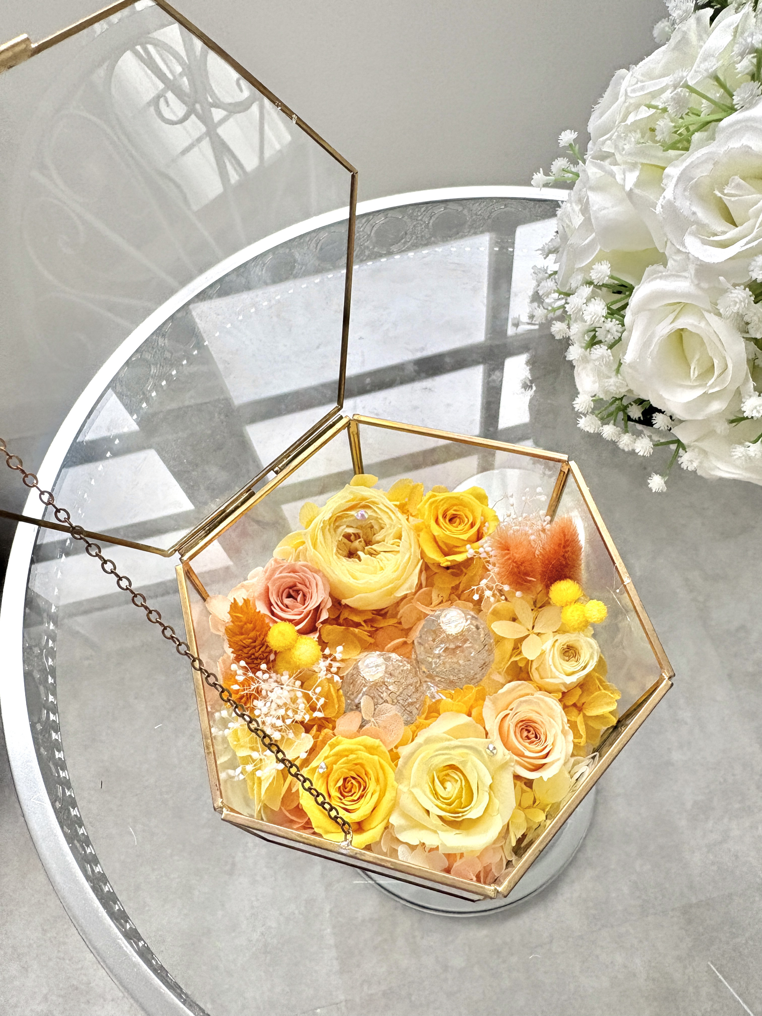 ガラスケースのリングピロー（ビタミンカラー）/結婚祝い/入籍祝い/新築祝い/