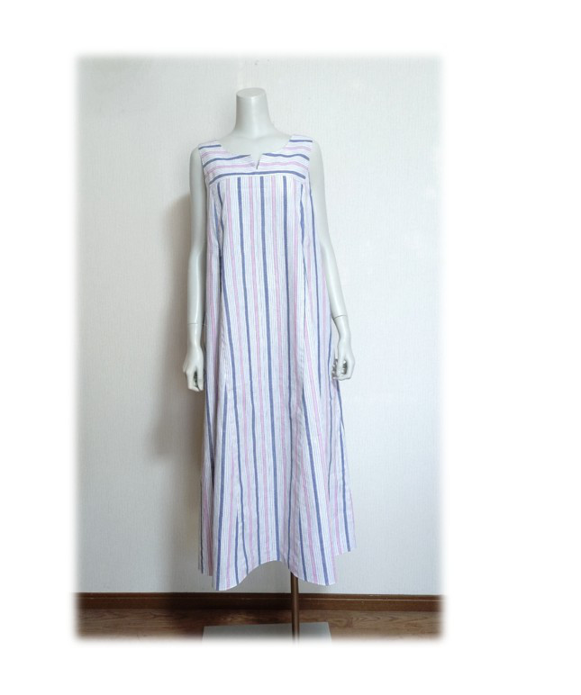 428　１点物　テントラインワンピース　ジャンパースカート　ストライプ　小さいサイズ