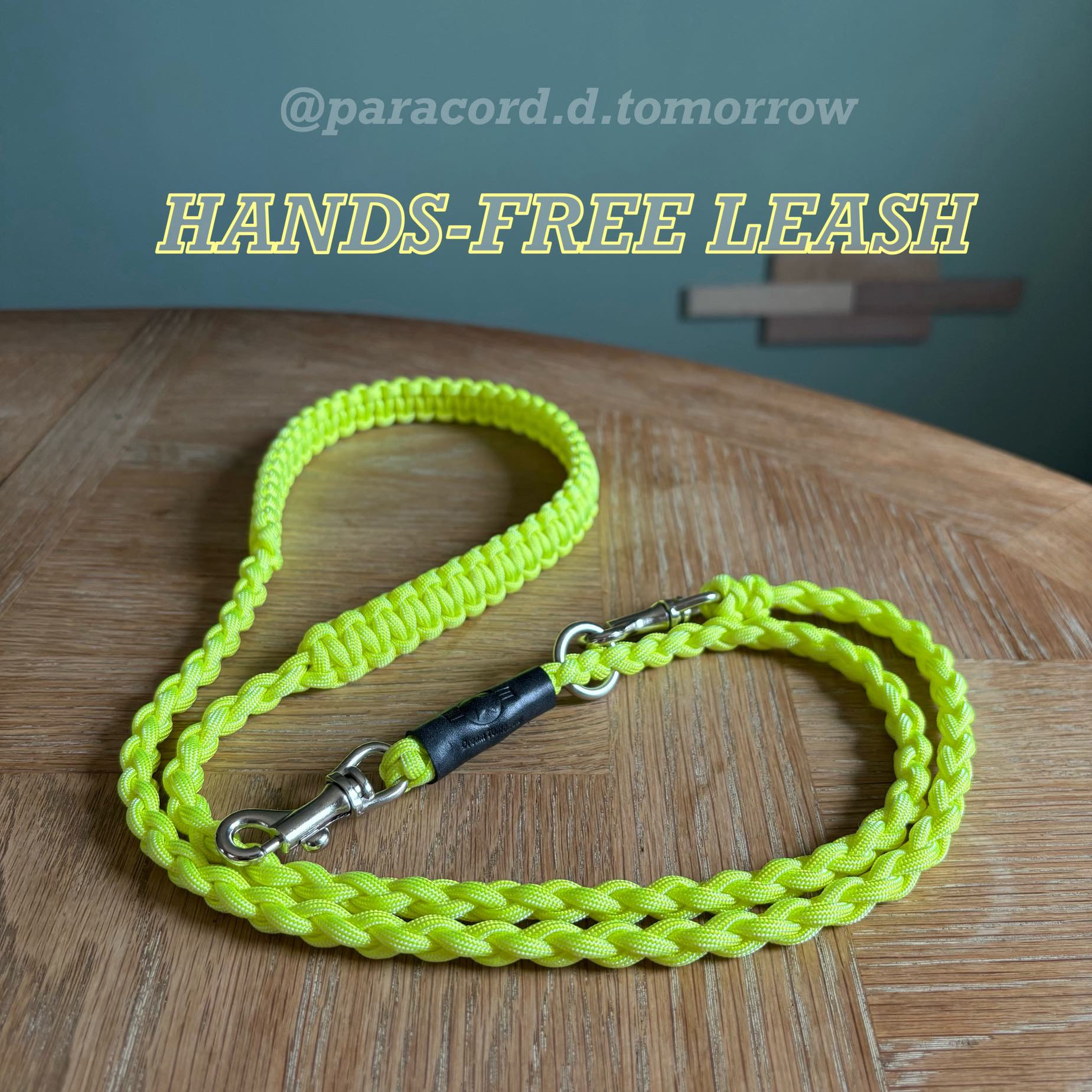 ハンズフリーリード　たすき掛けリード マルチリード　カフェリード　ショートリード　小型犬　シャイニーネオンイエロー