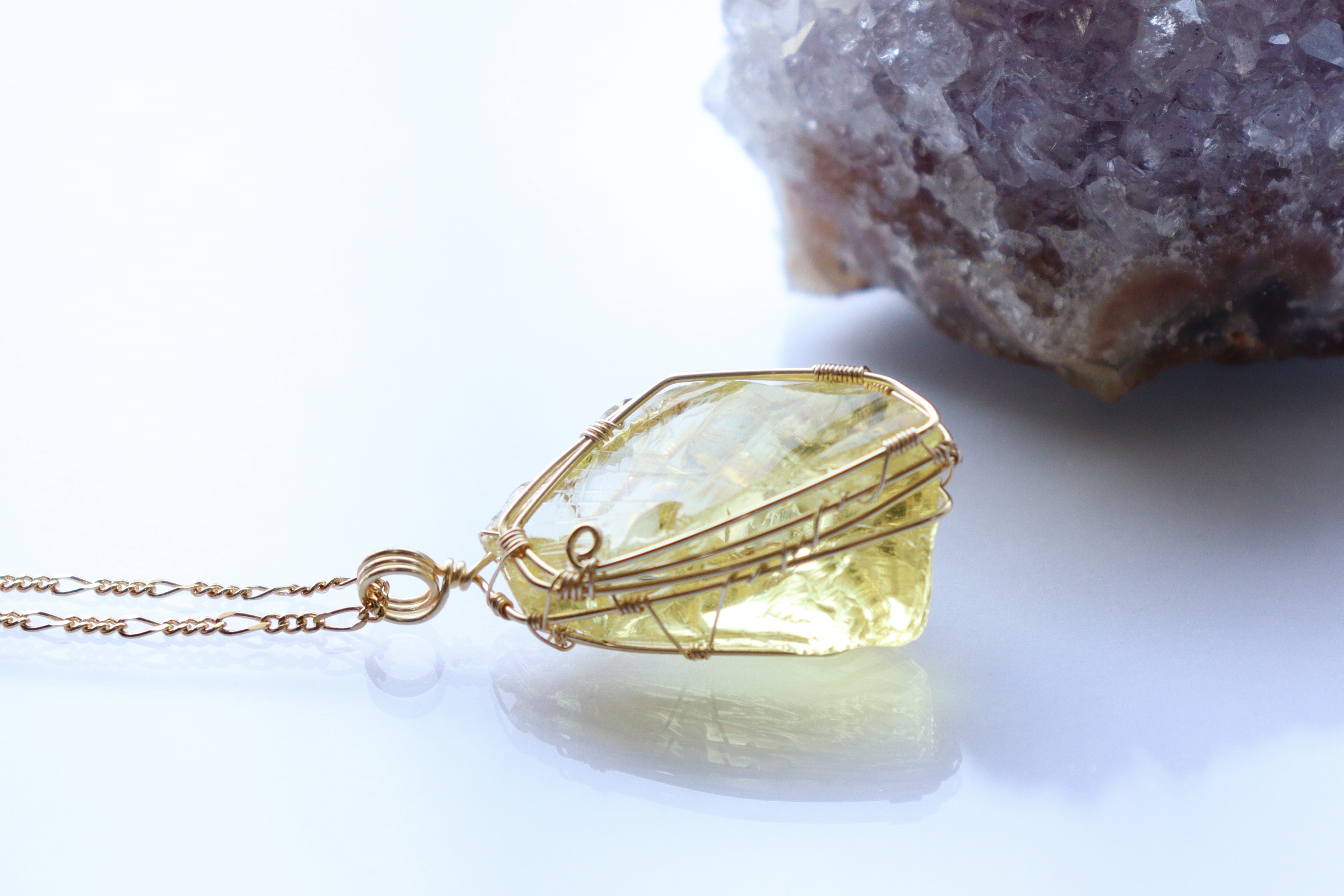 アンダラクリスタルワイヤージュエリーネックレス✧セレスチャルイエロー✧ペンダント