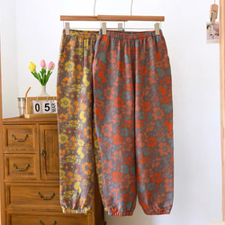 パジャマ レディース ズボン 春夏 パンツ ダブルガーゼ 夏寝巻き 2枚目の画像