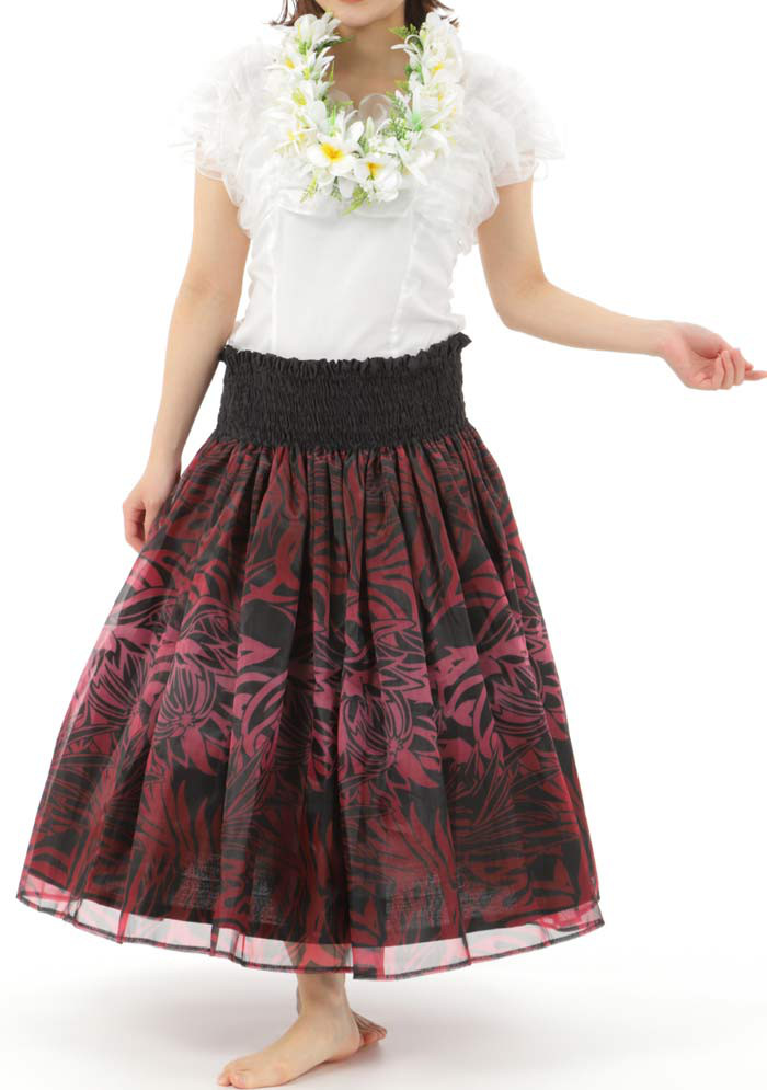 受注生産　パウスカート　フラダンス　オーガンジー　ダブル　パウスカート　プリントオーガンジー