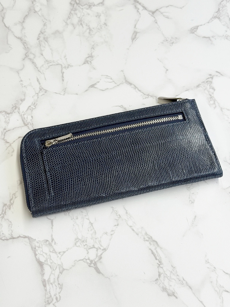 日本製　上質リザード　薄型　長財布　ロングウォレット　財布　トカゲ革　L型ファスナー　エキゾチックレザー