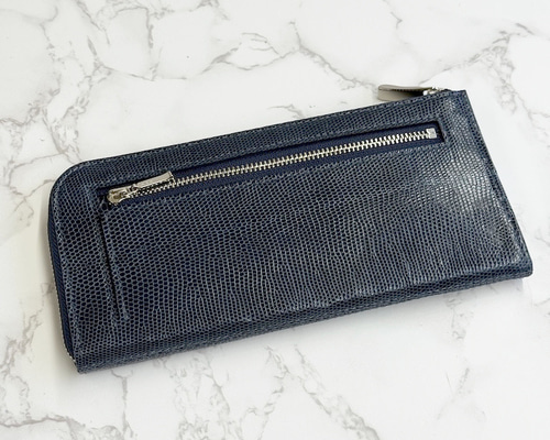 日本製 上質リザード 薄型 長財布 ロングウォレット 財布 トカゲ革 L型