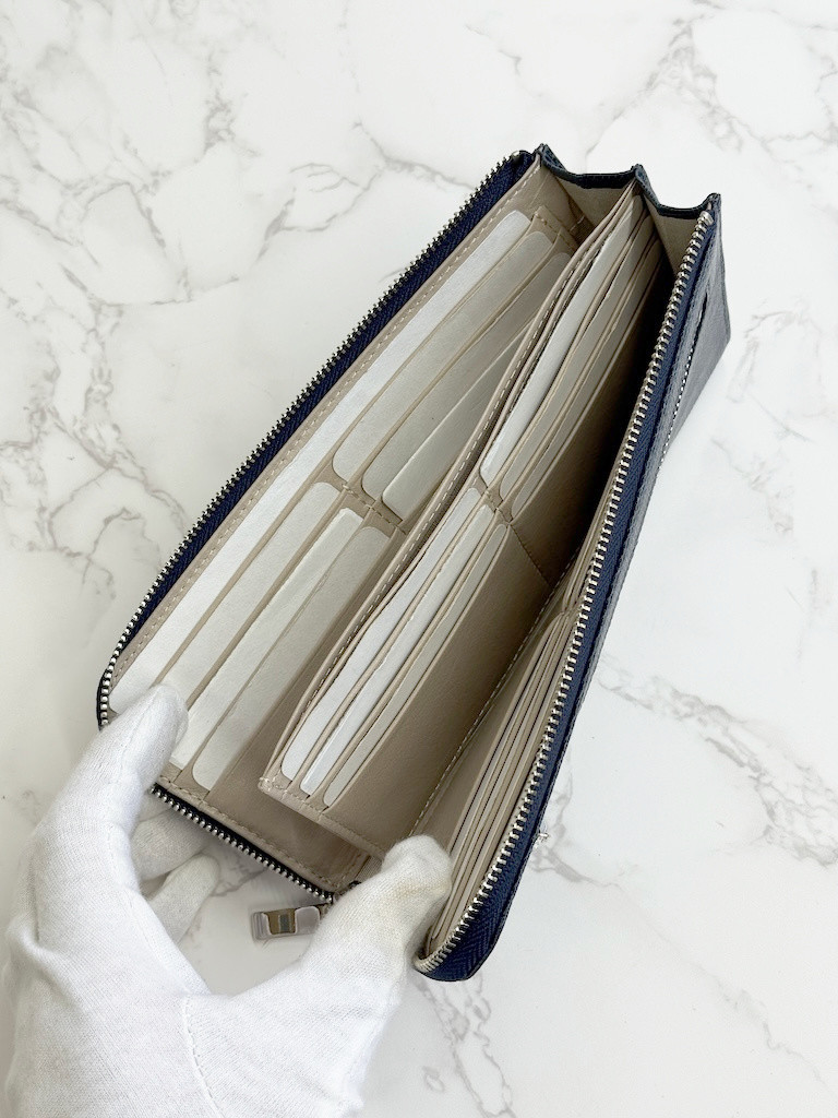 日本製　上質リザード　薄型　長財布　ロングウォレット　財布　トカゲ革　L型ファスナー　エキゾチックレザー