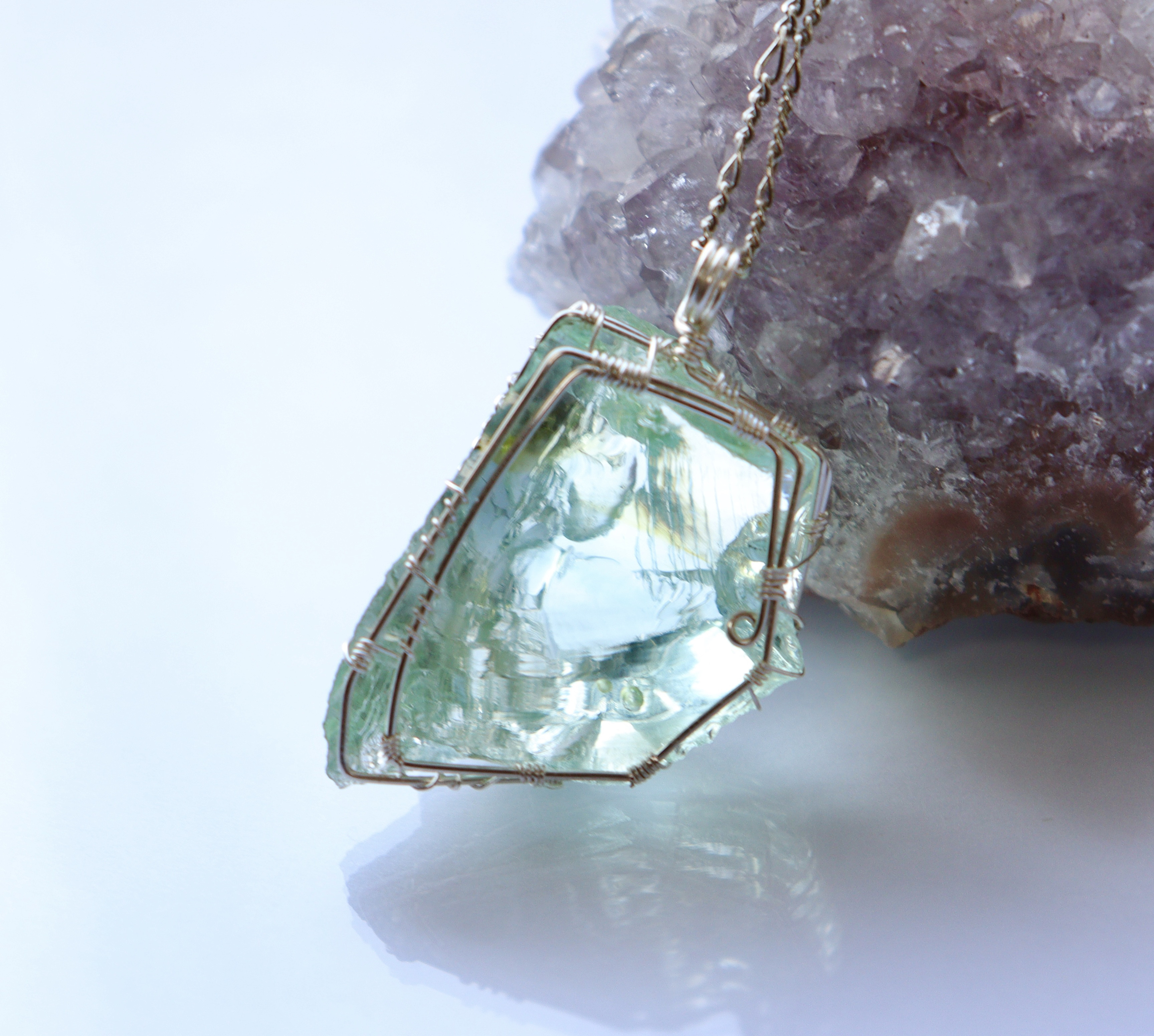 アンダラクリスタル︎︎⟡ワイヤージュエリーネックレス✧エターナルスプリングペンダント