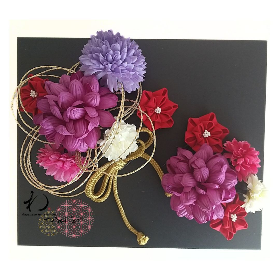 国産髪飾り//成人式・卒業式/着物・袴髪飾り/つまみ細工・水引・アーティフィッシャルフラワー/透明パッケージ入り