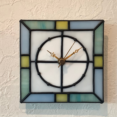 ステンドグラス・壁掛け時計、1点もの 掛け時計・置き時計