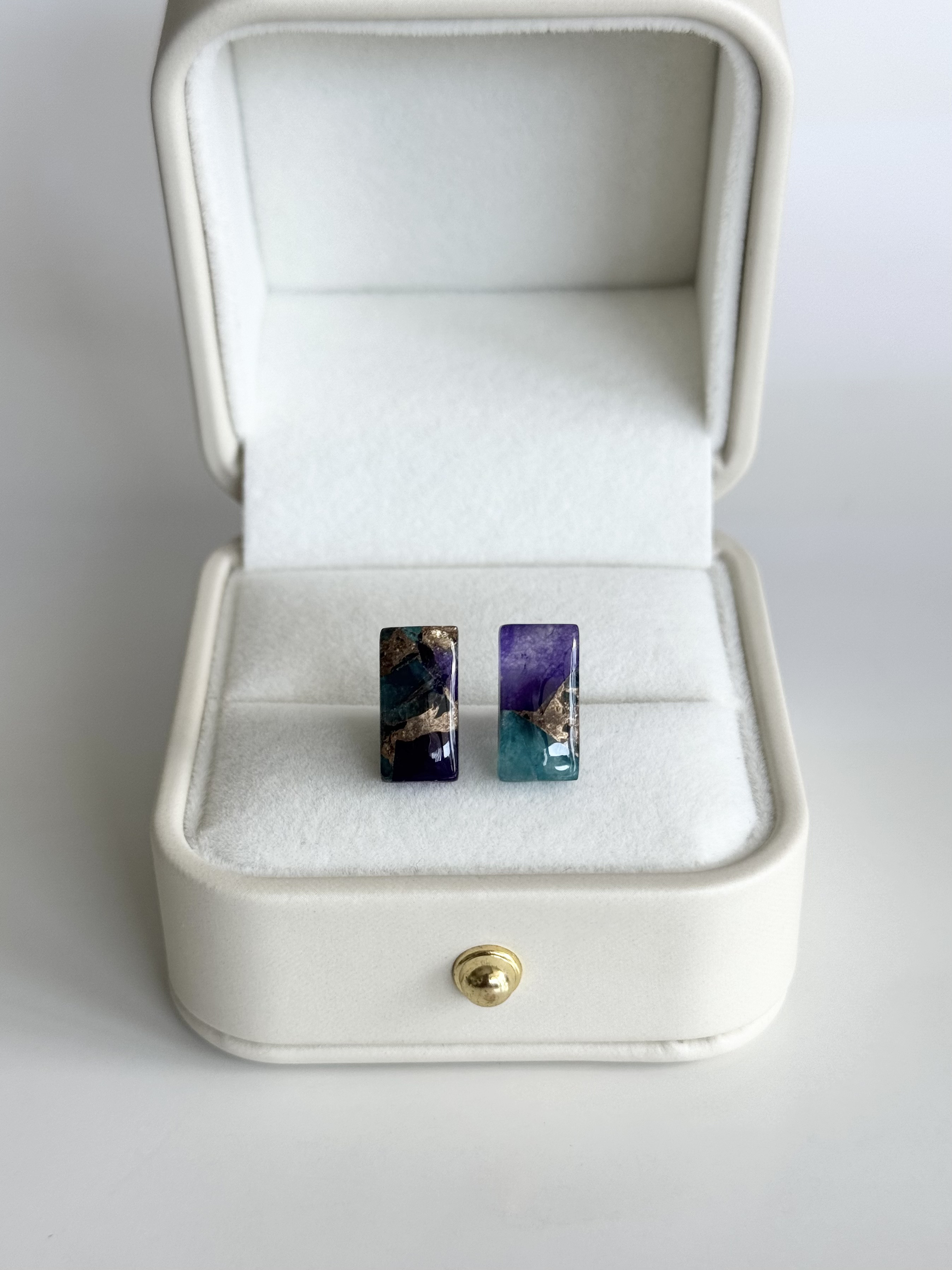 ブルーパープルコッパーピアス/金具変更可〈14kgf  K10  K18〉