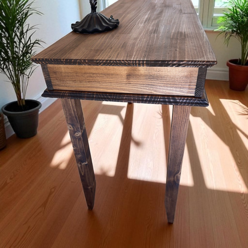160cm 引き出し付き 美しい飾り彫のワークテーブルA/作業テーブル