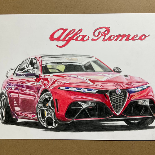 車 バイク描きます(色鉛筆) 絵画 アトリエ雅夫 通販 19617865｜Creema