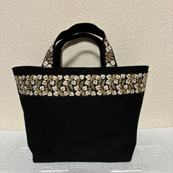 インド刺繍リボン 帆布トートバッグ インド刺繍レース付きトートバッグ