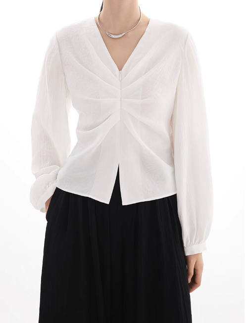 トップスシャツ春夏ブラウス婦人服2025新型白シャツ気質ウエストを収めて細く白に