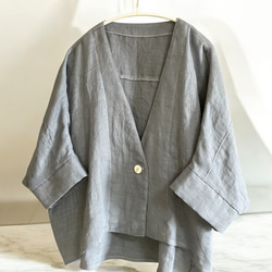 ボレロジャケット　ハーフリネン　ダブルガーゼ　シンプル 5枚目の画像