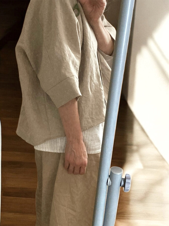 ボレロジャケット　ハーフリネン　ダブルガーゼ　シンプル 8枚目の画像