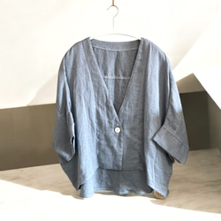 ボレロジャケット　ハーフリネン　ダブルガーゼ　シンプル 1枚目の画像